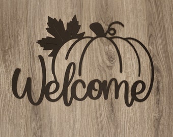 Welcome Metal Pumpkin - Fall Metal Wall Art | Pumpkin Metal Sign