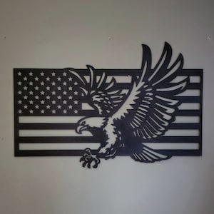 Metal US Flag Art: Patriotic Bald Eagle Wall Decor