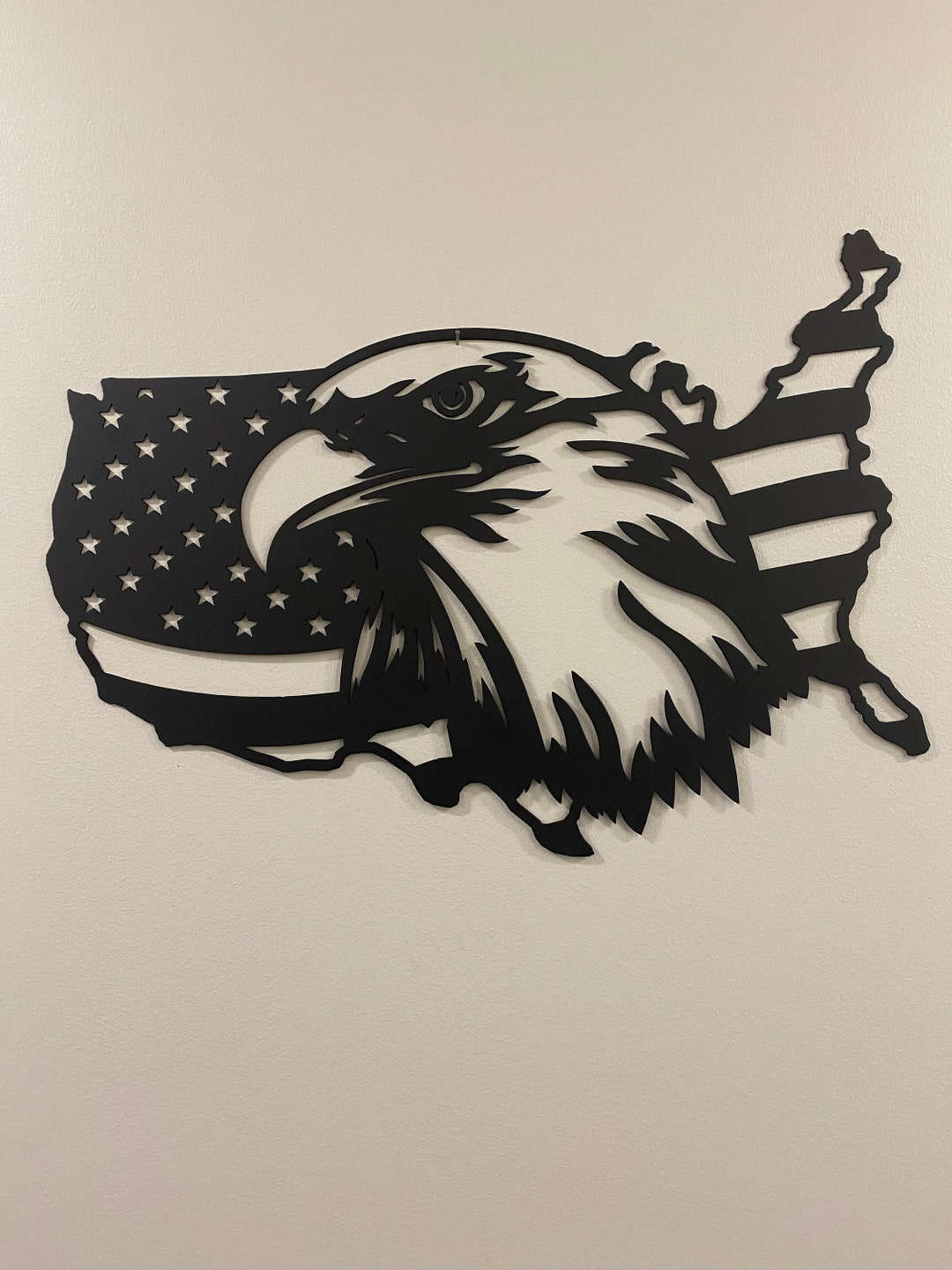American Flag Eagle Head Metal Wall Art: Patriotic Home Decor - Etsy