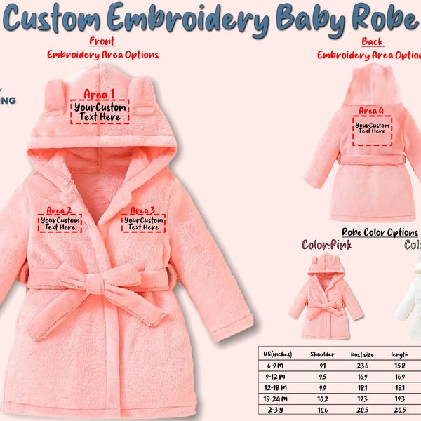 Personalized Baby Girl and Boy Bath Robes - Custom Monogram Hooded Infant Robe
