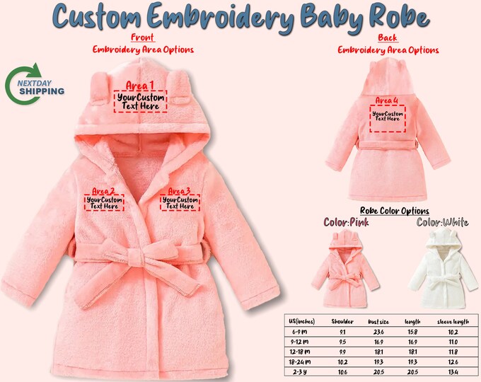 Personalized Baby Bathrobe pink Elephant FREE Shipping custom Monogram
