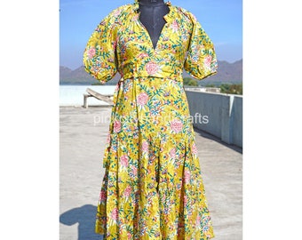Flower girl dress/Wedding dress Bohemian dress Cotton maxi dress/Hand Block Printed dress| Summer Dress/ Indian Cotton Long Gown