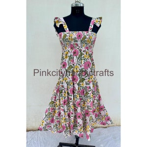 Floral Hand Block Print Cotton Dress: Indian Summer Tunic