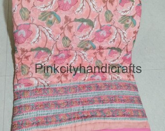 Edredón Kantha Paisley hecho a mano: colcha de algodón orgánico