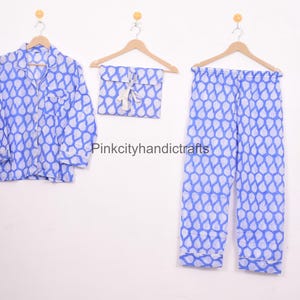Hand Block Print Cotton Pajama Set: Indian Women&#39;s PJs