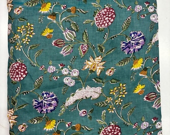 Hand Block Print Cotton Fabric: Indian Floral Voile, 42" Wide