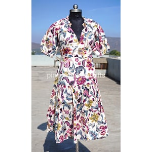 Floral Printed Cotton Dress: Boho Summer Dress