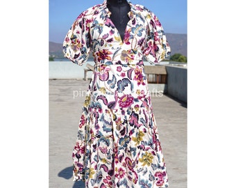 Floral Printed Cotton Dress: Boho Summer Dress