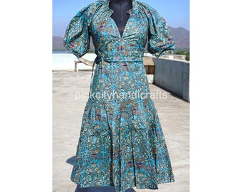 Hand block Dress,Cotton Indian dress,Flapper Dress,Beautiful Summer Dress,Cotton Dress,Hand Print Dress, Sketer Dress,Circle Dress,Summer