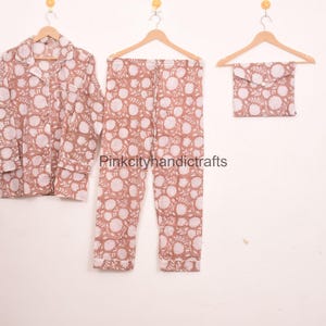 Block Printed Cotton Pajama Set: Summer Sleepwear, Bridesmaid PJs