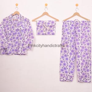 Hand Block Printed Cotton Pajama Set: Indian Sleepwear