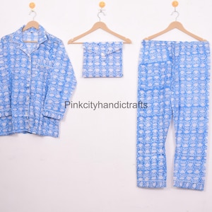 Hand Block Printed Cotton Pajama Set: Floral Boho Sleepwear