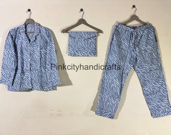 Hand Block Printed Cotton Pajama Set: Jaipur Night Suit