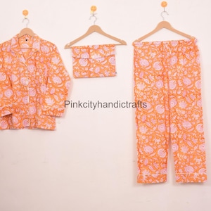 Hand Block Print Cotton Pajama Set: Indian Summer Nightwear