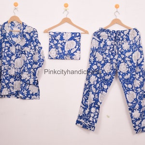 Anokhi Print Cotton Pajama Set: Jaipur Hand Block Sleepwear for Women