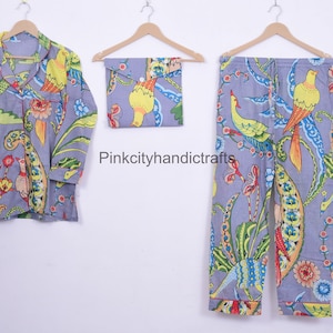 FULL LENGTH bird Print Pajama SET/Matching Pyjama Set/Bride Pajamas/Bridal Party Pajama/Bridesmaid Pajama/Customizable PJs/Unisex Pajama Set