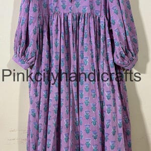 Floral Hand Block Print Cotton Maxi Dress: Lightweight Boho Summer Dress