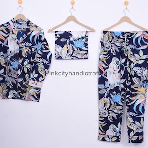 Hand Block Print Cotton Pajama Set: Indian Summer Dress Nightwear