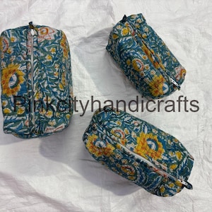 Borsa per il trucco trapuntata / Borsa da toilette con stampa a blocchi / Borsa per cosmetici / Borsa da viaggio / Borsa da lavaggio / San Valentino / Regali per lei /