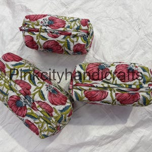 Borsa per il trucco floreale, borsa per cosmetici in cotone trapuntato, regalo personalizzato, borsa da toilette da donna, borsa per il trucco, borsa da viaggio per snack