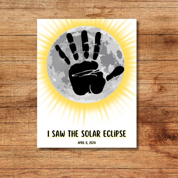 Solar Eclipse Handprint Art Craft, Solar Eclipse Craft for Preschool Baby Toddler Kids, Solar Eclipse 2024 Craft Eclipse Preschool Activity