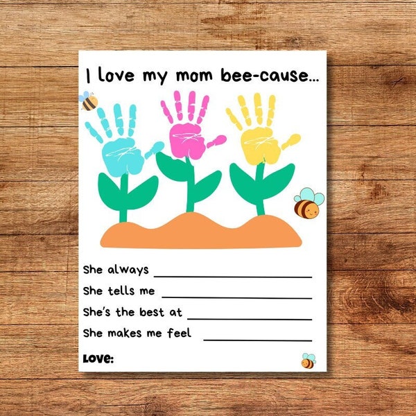 Mother's Day Garden Printable | Kids' Handprint Keepsake | Crafts for Pre-K and Kindergarten Children | Kids Handprint Craft | Mothers Day