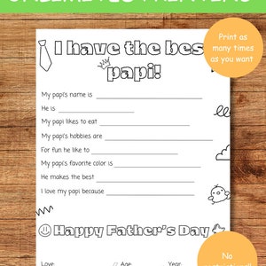 Father's Day Gift Coloring Printable Keepsake | All About Dad Interview ...
