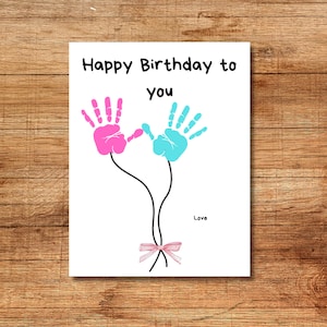Happy Birthday Handprint Art, Custom Birthday Gift, DIY Card Gift Keepsake, For Parent/Grandparent/Loved One/Teacher, Instant Download