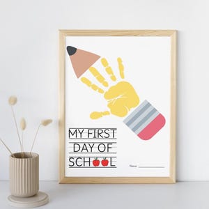 First Day Of School Handprint Craft | Back To School Printable | Memory Keepsake | Handprint Preschool Craft | Teacher Resource