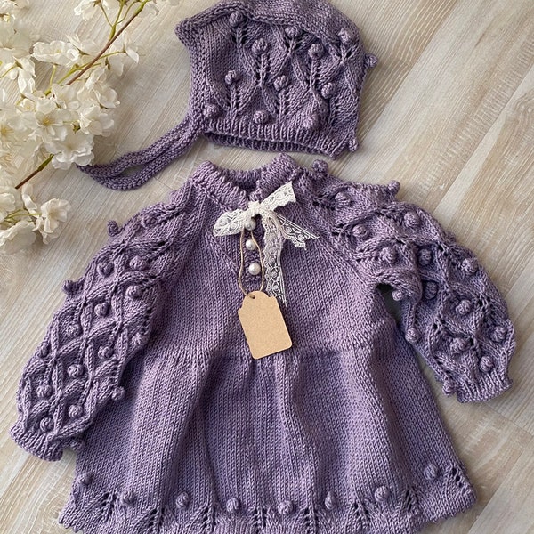 Robe en tricot pour bébé fille Vêtements pour bébé fille Robe pour bébé Robe pour nouveau-né Cadeau nouveau-né Robe pour bébé fille Vêtements pour bébé fille Cadeau pour bébé fille