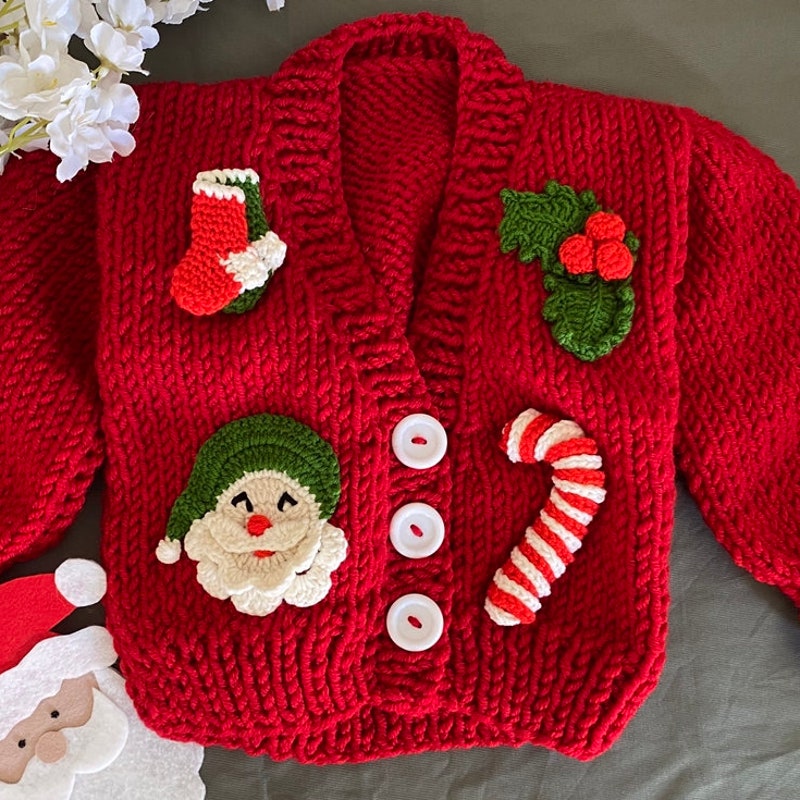 Babyhug Knitted Full Sleeves Sweater Set Christmas Theme Design - Navy Blue main image 1