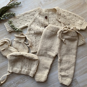 Tenue pour nouveau-né pour bébé Tenue d&#39;hôpital pour bébé Vêtements pour bébé en tricot Vêtements pour bébé bio Robe de remise de diplôme pour nouveau-né Ensemble pull pour nouveau-né