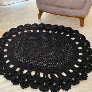 Knitted Rug Handmade Carpet Knitted Bath Mat Home Decor Bedroom Carpet Housewarming Gift Macrame Knitted Carpet Oval Handmade Rug