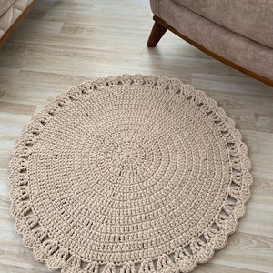 Knitted Carpet Crochet Rug Crochet Rug  Handmade Rug Knit Bath Mat  Home Decor bedroom carpet housewarming gift Round nursery rug