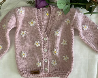 Knitted baby cardigan Daisy baby cardigan  Newborn baby gift Hand Knitted Baby Cardigan Knitted Baby Clothes Knitted Girl Outfit