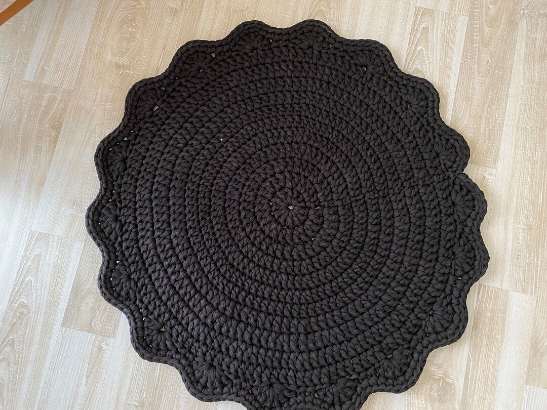 Chunky Knit Round Rug Crochet Rug Handmade Rug Knit Mat Bath Etsy