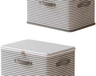 Foldable Fabric Storage Boxes with Lid, Organizer Bins, Clothing Containers (2 pack)