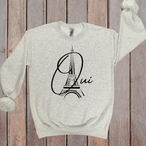Oui Eiffel Tower Sweatshirt, French Vibes Paris Travel Crewneck Sweatshirt, City of Lights Pullover, Unisex French Sweatshirt, Paris Trip