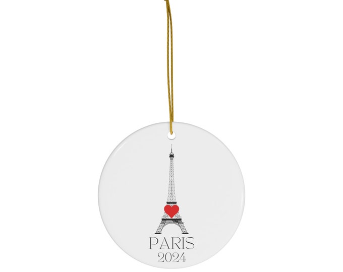Featured listing image: Paris 2024 Eiffel Tower Heart Ornament