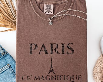 Paris Graphic Tee, Comfort Colors Ce' Magnifique Shirt, French Aesthetic T-Shirt, Eiffel Tower Shirt, Parisian Travel Gift, Paris Lover Gift