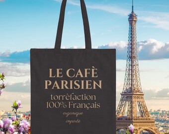 French Coffee Tote Bag, Eco Friendly Cotton Canvas Tote Bag, French Roast Coffee Bag, French Shopping Bag, Book Bag, Organic Coffee Bag