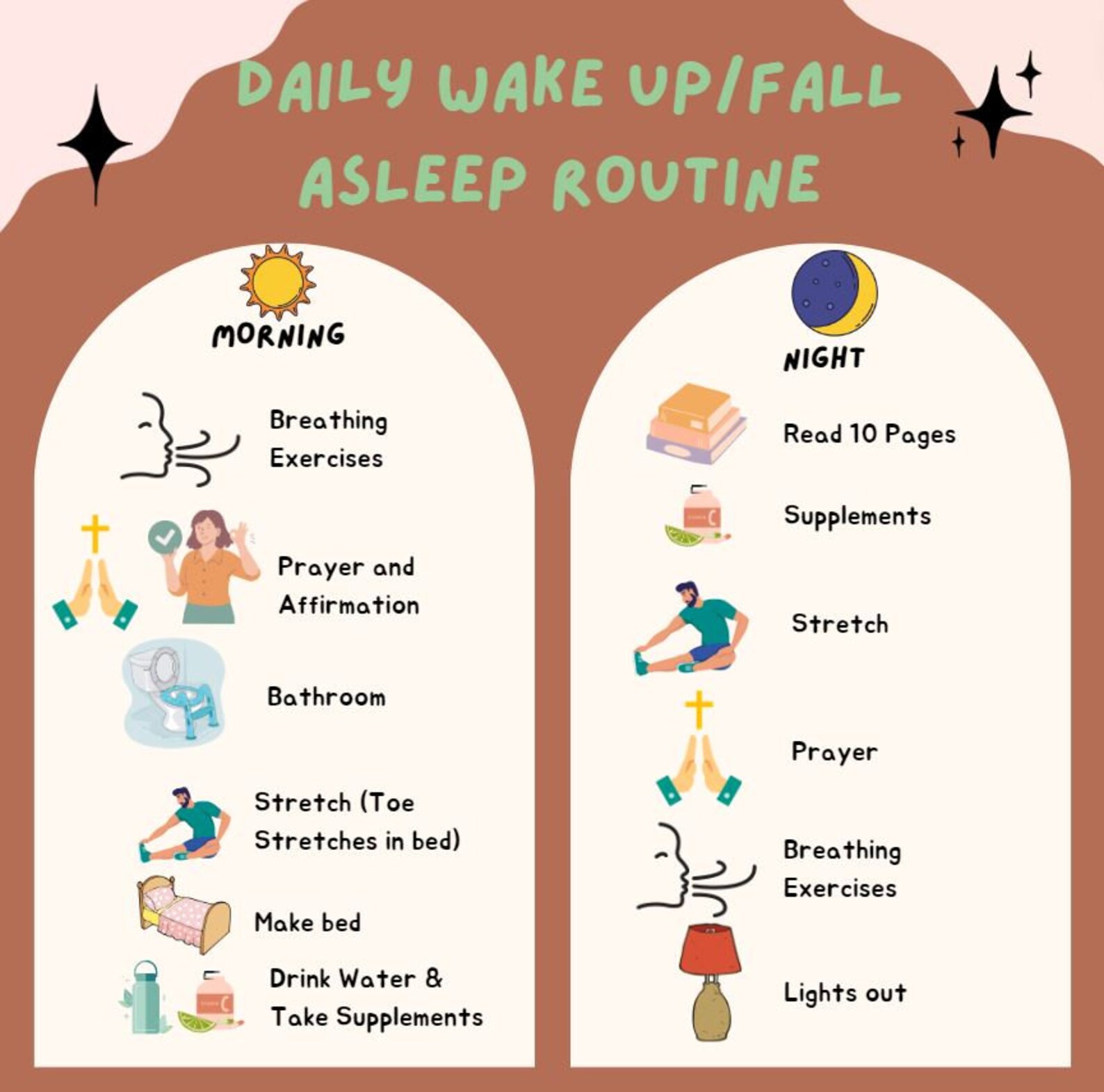 Daily Wake up and Fall Asleep Routine - Etsy