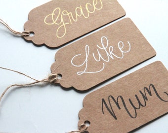 Personalised calligraphy gift tags / Personalised Kraft present tags / Name gift labels
