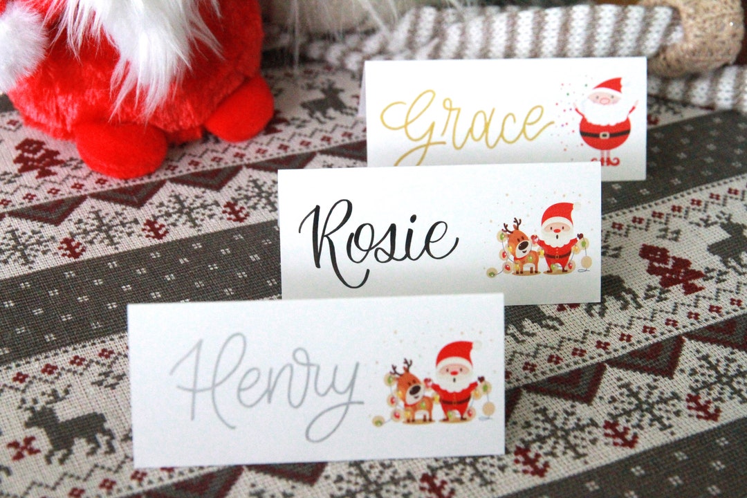 Christmas Name Cards / Santa Place Cards / Christmas Table - Etsy
