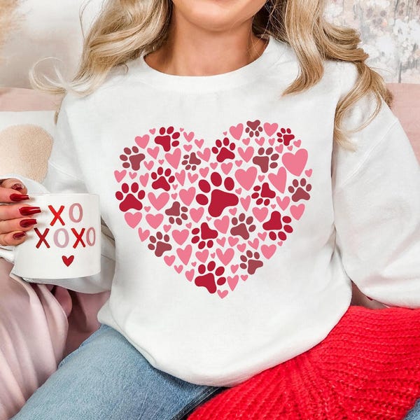 Pet Valentine Sweatshirt: Paw Heart, Dog Lover Gift