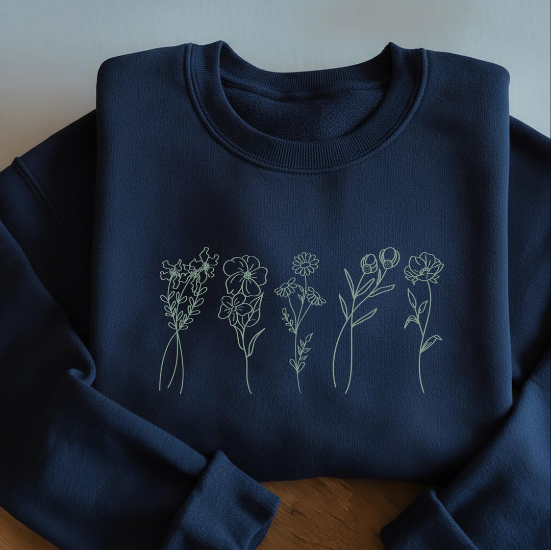 Floral Sweatshirt: Wild Flower Minimalist Design Hoodie - Etsy