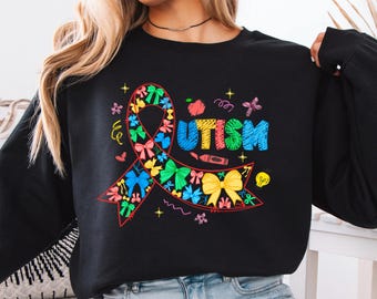 Coquette Brushstroke Autism Shirt, Autism Awareness Shirt, Autism Puzzle Pieces Shirt, Autism Month Tee, Autism Support Shirt, Advocate