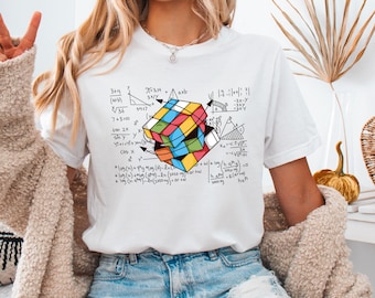 Colorful Cube Shirt, Cube Game Math T-Shirt, Gift for Cube Lover, Rainbow Solve Lover Shirt, Cube Solution Formula Long Sleeve Tee
