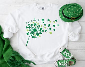 St. Patrick's Day Shamrock Dandelion Sweatshirt: Lucky Irish Tee