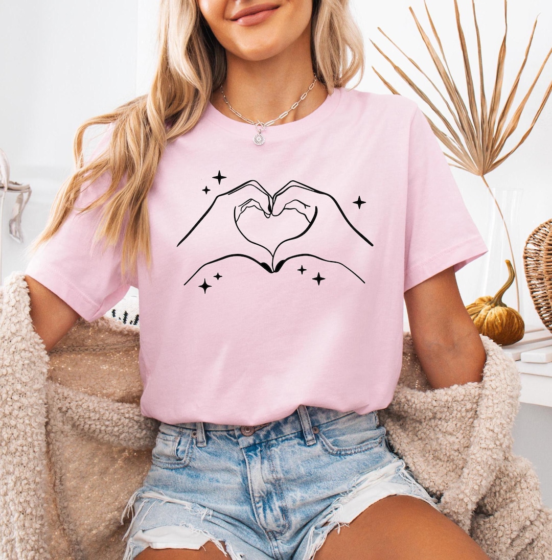 Valentine Heart Hands T-shirt, Music Lover Gift Tee, Hand Heart Graphic ...